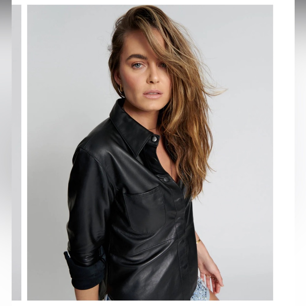 One Teaspoon Sofia Cut Out Leather Shirt